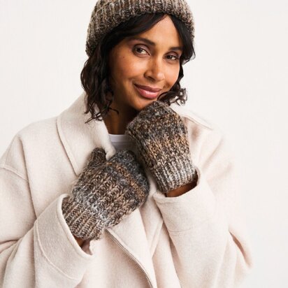 Marbled Hat & Mittens Knitting Pattern in Sirdar Jewelspun With Wool Chunky - Downloadable PDF