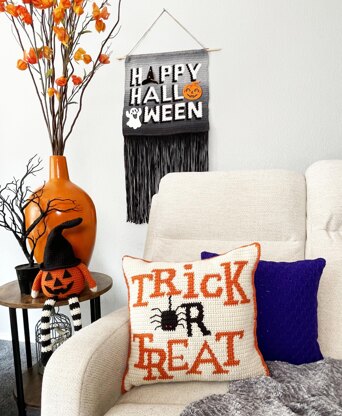 Trick Or Treat Crochet Pillow