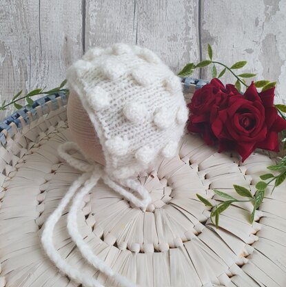 Aran Knit Bobble Baby Bonnet