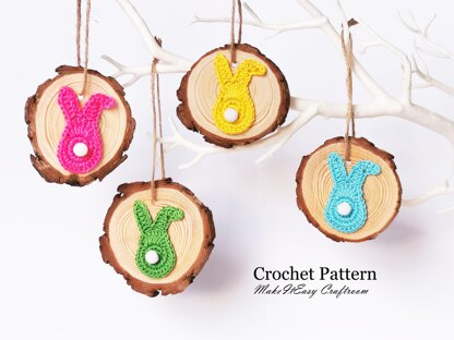 Crochet bunny embellishment. Bunny bunting. Nursery decor. Rabbit applique. Easter hanging ornament. Card topper. Easter decoration
