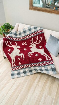 Prancing Deer Crochet Blanket