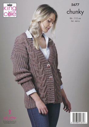Sweater and Cardigan Knitted in King Cole Chunky - 5677 - Downloadable PDF