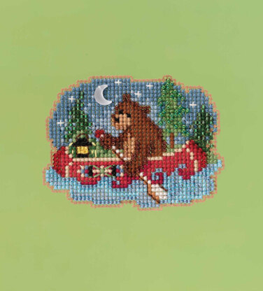 Mill Hill Bear Canoe Cross Stitch Kit - 4inw x 5.25in