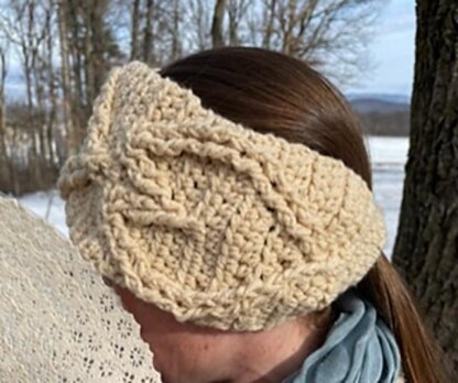 Cabled Heart Ponytail Ear Warmers