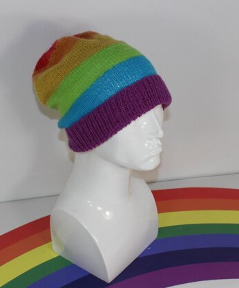 Rainbow 4Ply Slouch Hat Circular