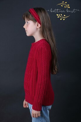 Charmeine - Cable Jumper for Girls Sizes 116, 122, 128, 134, 140 (EU) resp. 6, 7, 8, 9, 10 (US)