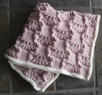 #93 Wavy Lace Squares Baby Blanket