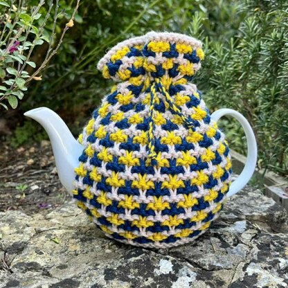 Textured Tweed 4 Cup Teapot Cosy Knitting Pattern