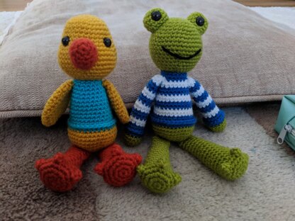 Alfie the duckling and Zachary the frog