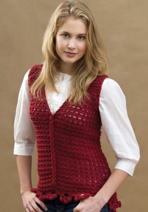 Crochet Loop-Cable Vest in Red Heart Soft - LW1604