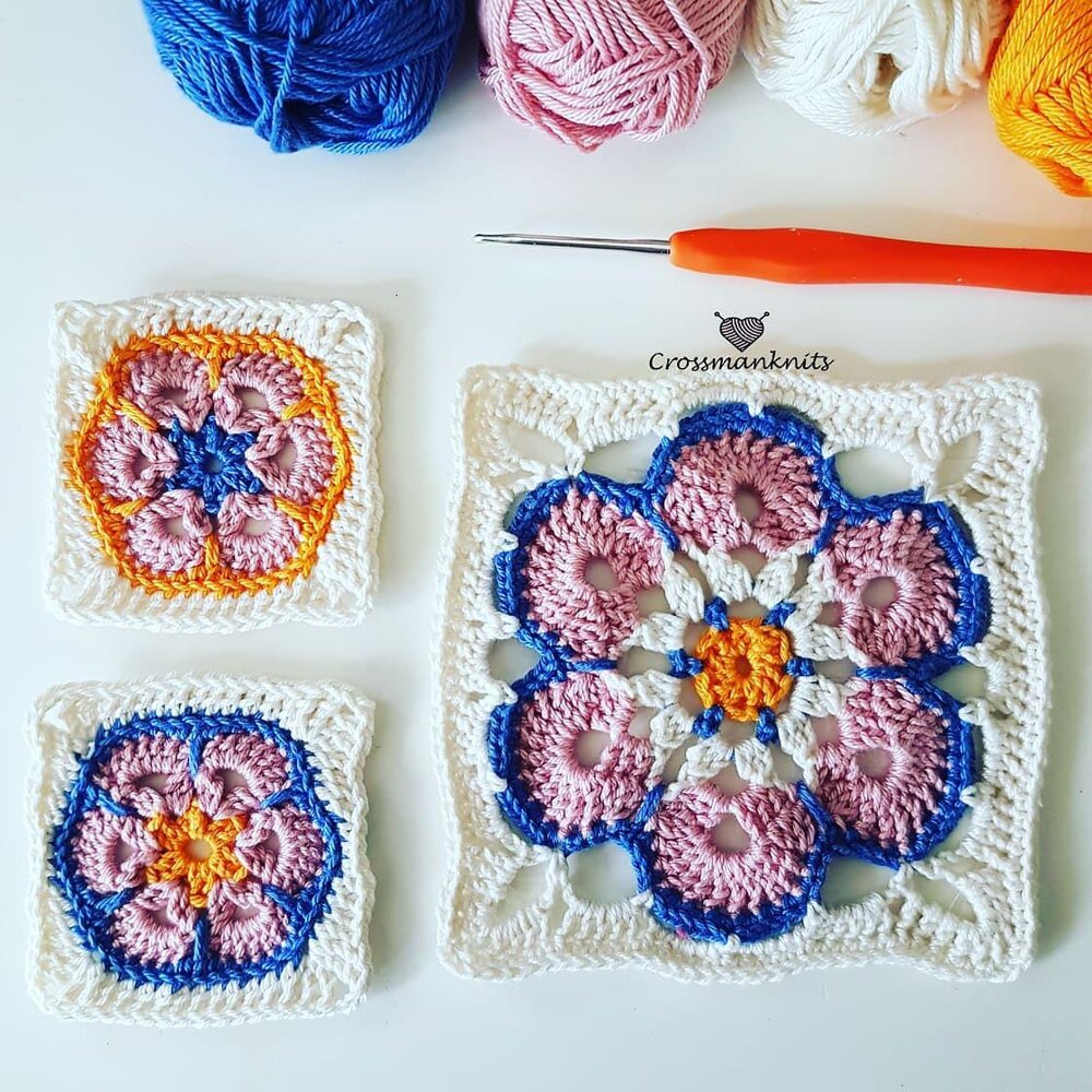 Crochet African Flower Granny Square (Free Pattern) - Annie Design