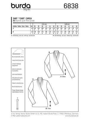 Burda Style Top, Shirt & Blouse Sewing Pattern B6838 - Paper Pattern, Size 10 - 20
