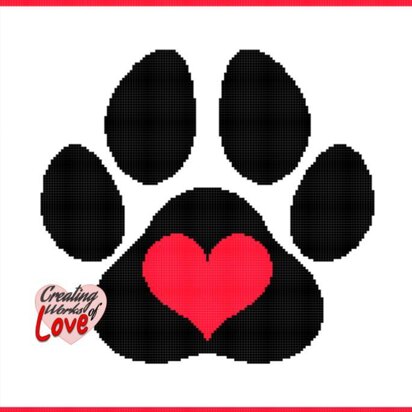 Paw Print Heart Stitch Graph