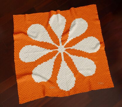 Abstract Flower Orange Blanket Botanical Home Decor C2C Crochet PATTERN