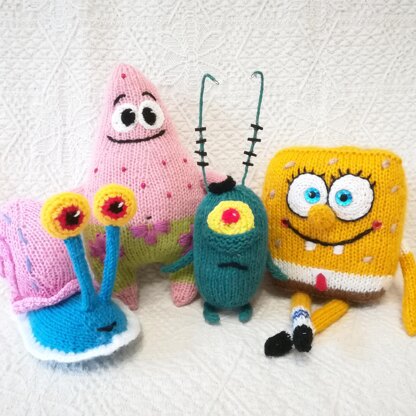 Toy Knitting Patterns Set of 4 SpongeBob Collection