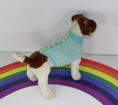 Aran Stripe Back Button Up Garter Stitch Dog Coat