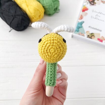 Bee crochet pattern baby rattle toy Amigurumi pattern teether ring