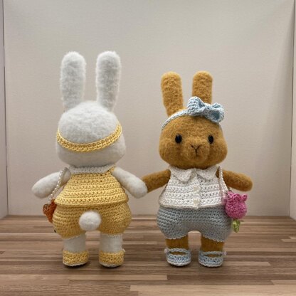 Dress-up Bunny Amigurumi Tulip Outfit set + Overall set crochet pattern #DUBA-01.02.03 | 3 patterns in 1 | removable clothes doll,rabbit toy