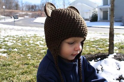 Bear Earflap Hat sz Child to Adult