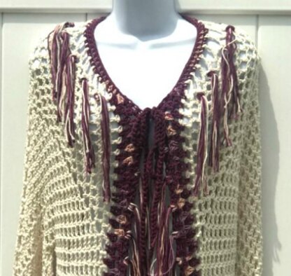 Tribal Open Poncho With Sleeves