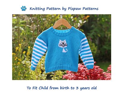 P19 Sweater with White Cat Motif