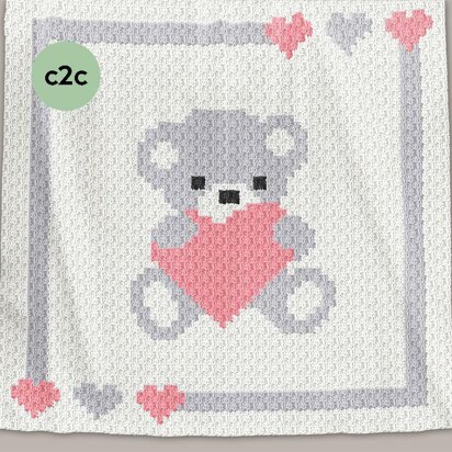CROCHET C2C Baby Blanket - Sweet Heart