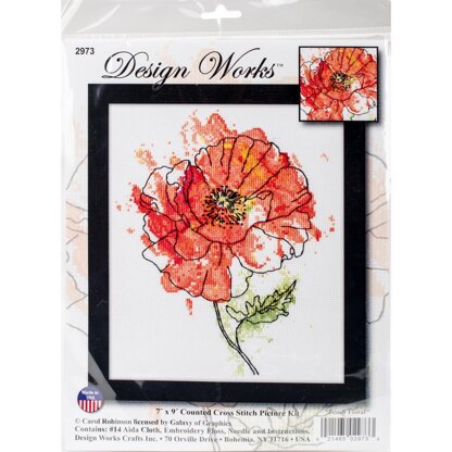 Design Works Peach Floral Counted Cross Stitch Kit - 7in x 9in