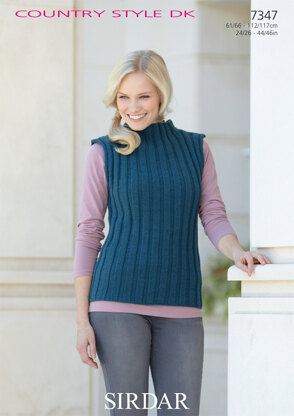 Sweater and Sleevless Top in Sirdar Country Style DK - 7347 - Downloadable PDF