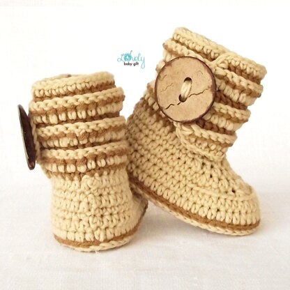Baby Button Booties Crochet Pattern