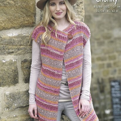 Ladies Waistcoats in King Cole Drifter Chunky - 4605 - Downloadable PDF