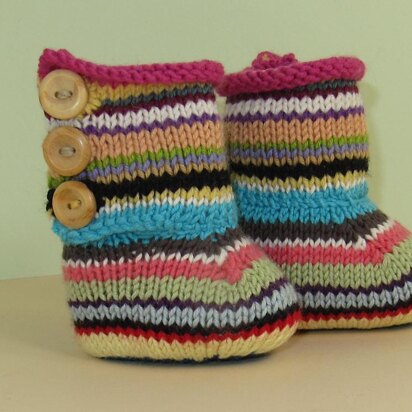 Baby Random Stripe 3 Button Booties