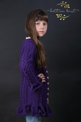 Anael - Cable Cardigan for Girls Children- 3rd version - Sizes 98 / 104 / 110 / 116 / 122 / 128 / 134 / 140 (EU) 3 / 4 / 5 / 6 / 7 / 8 / 9 / 10 (US)