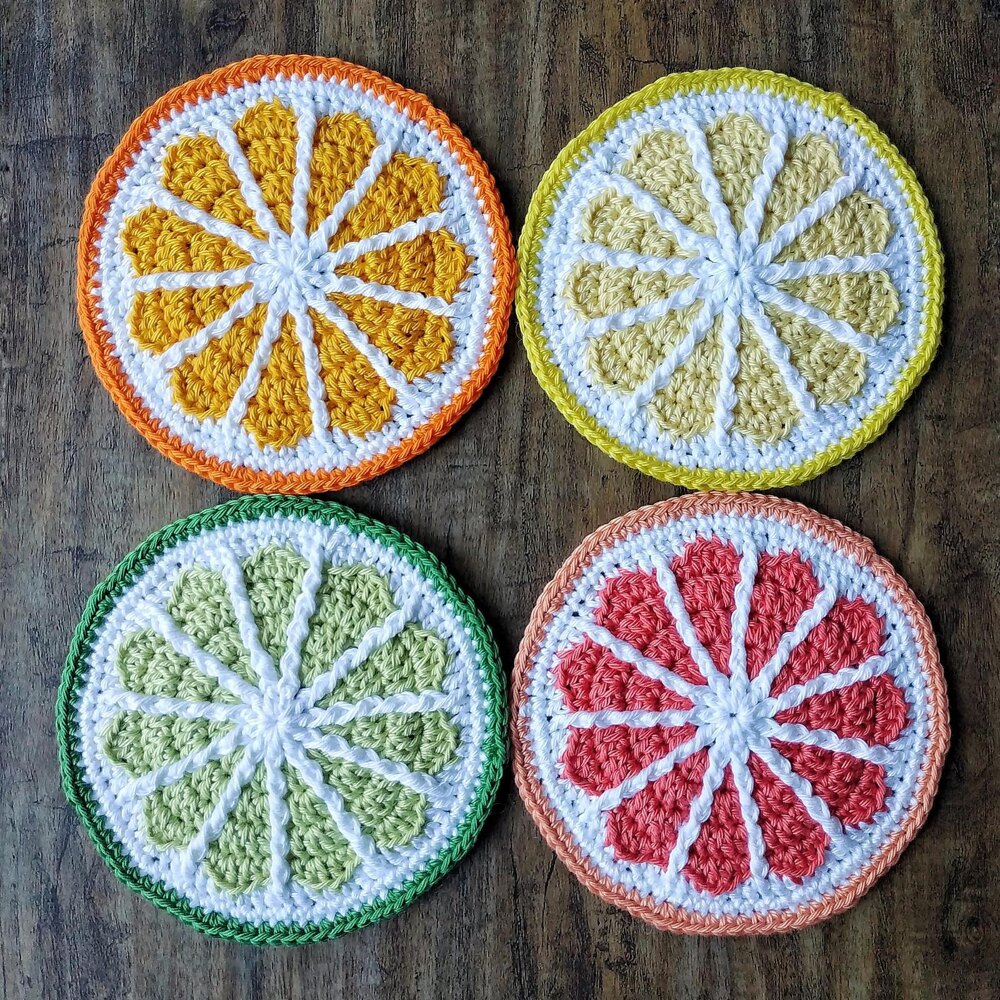 Citrus Slice Coasters Crochet pattern by Maria Molodova | LoveCrafts