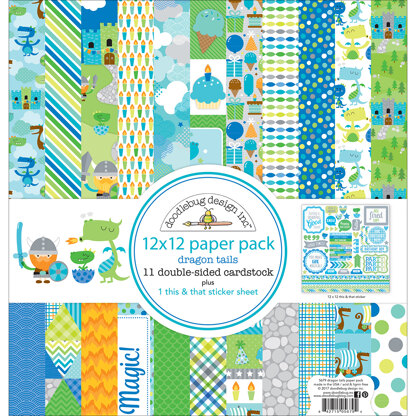 Doodlebug Double-Sided Paper Pack 12"X12" 12/Pkg - Dragon Tails