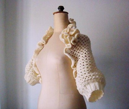 Crochet Bolero with Flower Brooch