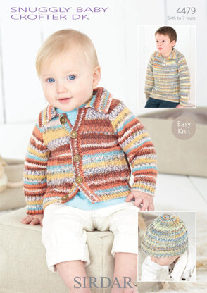 Sweater, Cardigan and Hat in Sirdar Snuggly Baby Crofter DK - 4479 - Downloadable PDF