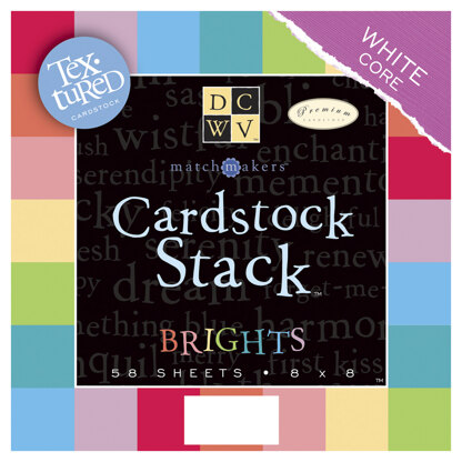 American Crafts DCWV Double-Sided Cardstock Stack 8"X8" 58/Pkg - Brights White Core, 29 Solid Colors/2ea