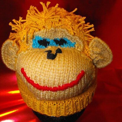 OSCAR ORANGUTAN HEAD BEANIE HAT KNITTING PATTERN