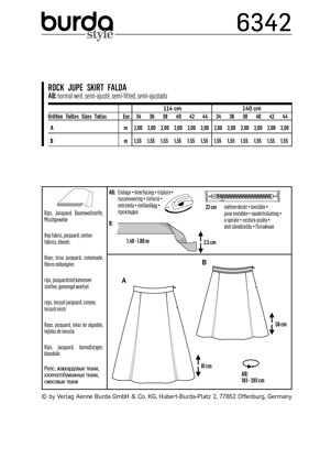 Burda Style Misses' Side Pleat Skirt B6342 - Paper Pattern, Size 8-18