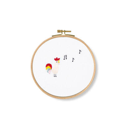 DMC Sing! Chicken (printed fabric, 5" hoop) Embroidery Kit - 25cm x 25cm