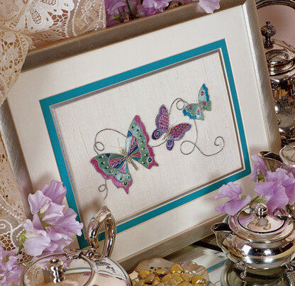 Rajmahal Silver Butterflies Embroidery Kit - 17 x 10cm