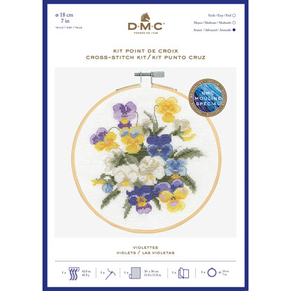 DMC Violets Cross Stitch Kit - 18cm Diameter
