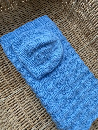 Easy Garter and Rib Blanket and Hat