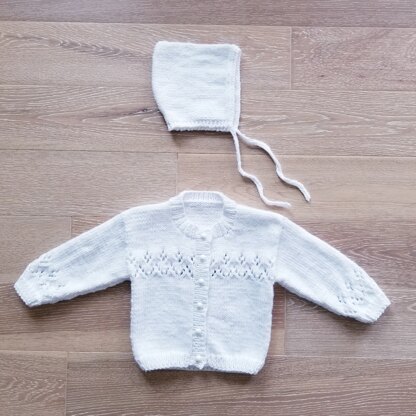 Baby cardigan and bonnet