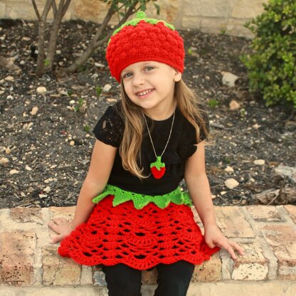 Strawberry Hat, Skirt & Pendant Outfit