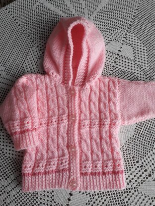 Cable and lace baby hoodie
