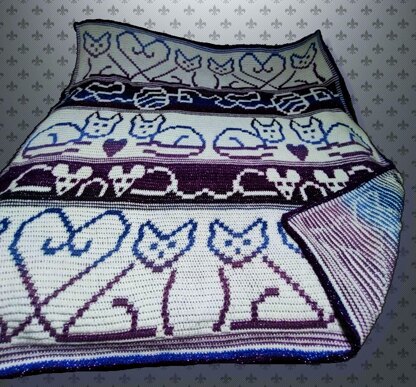 Whimsical Kitty Blanket - Overlay Mosaic Crochet