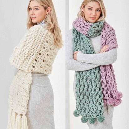 Scarves Knitted in King Cole Rosarium - 5757 - Downloadable PDF