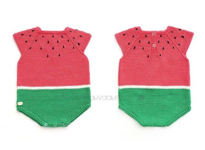 Size 12-24 months - Knitted Watermelon Romper