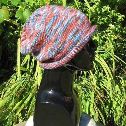 Chunky Self Striping Roll Brim Slouch Hat